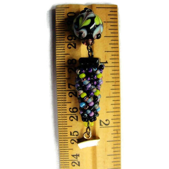 Braided Multi Bead 3D Solid 925 Heavy Patina Vtg Pendant Sterling Silver Slider - Picture 4 of 8